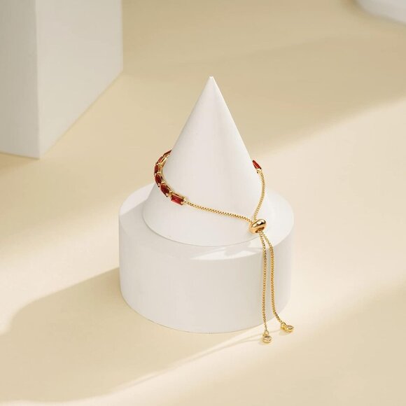 Tennis Bracelet for Women, 14K Gold Plated Cubic Zirconia Adjustable Slider Brac - Picture 9 of 9